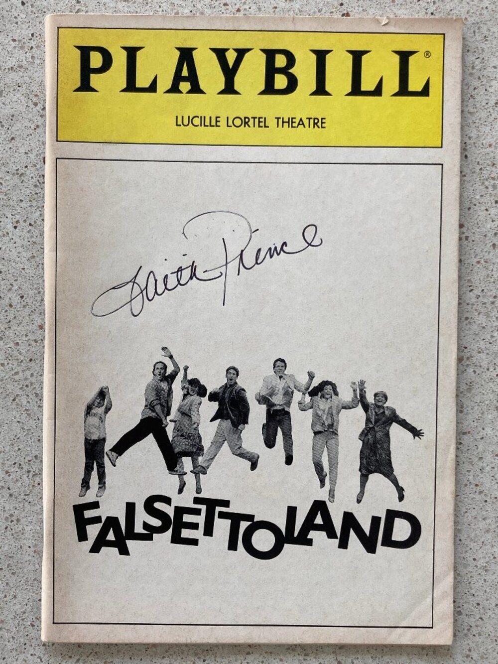 FAITH PRINCE (Only) Signed Playbill FALSETTOLAND STEPHEN BOGARDUS CHIP ZIEN 1990